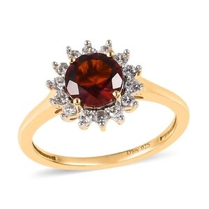 NWT Brazilian Cherry Citrine and White Zircon Sunburst Ring Size 7